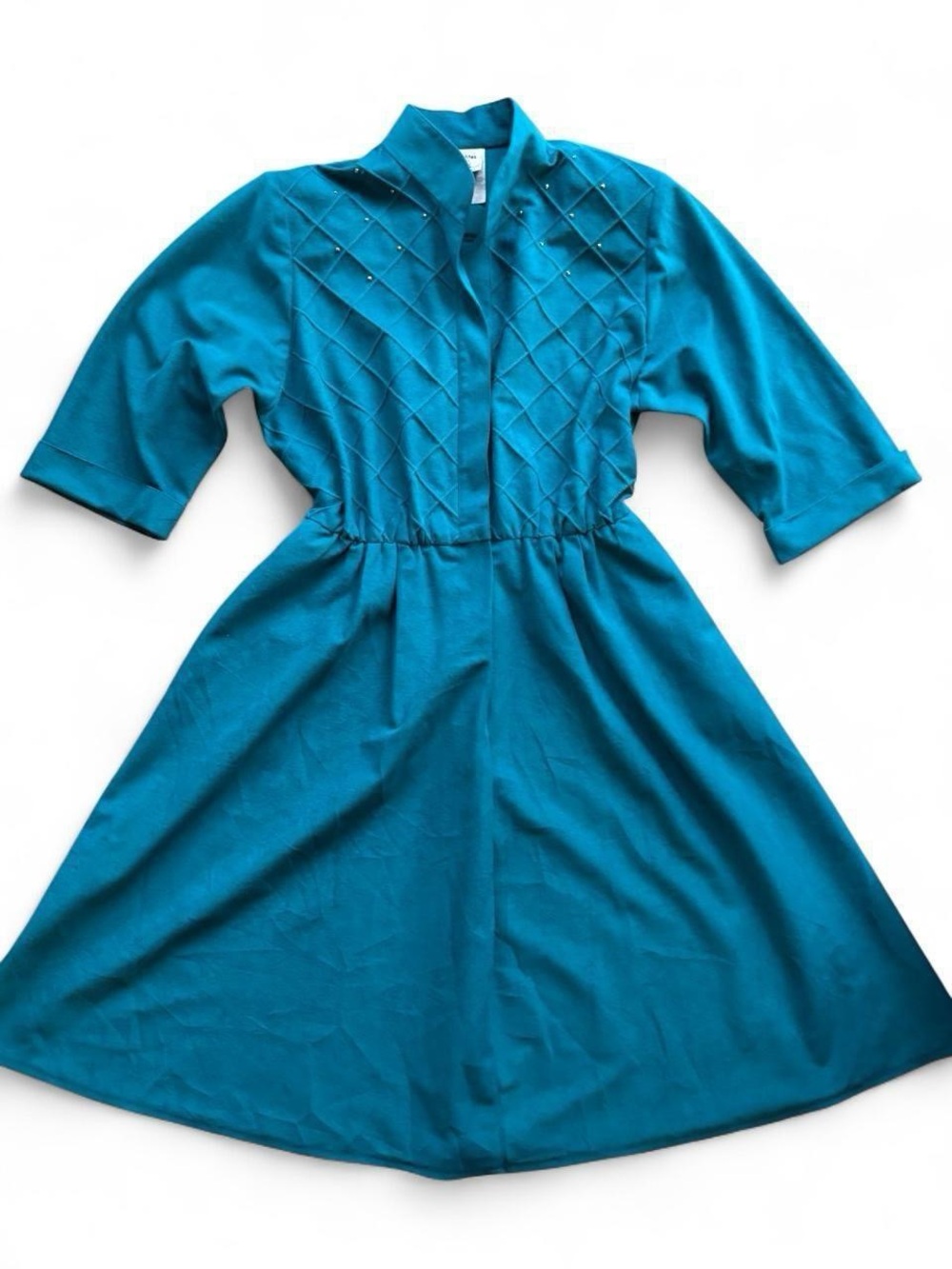 Petites by Willi Teal Diamond-Detail Dress